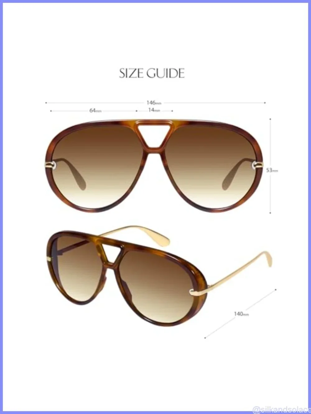 Oversized Aviator Sunglasses Retro Style UV400 Protection
